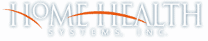 A blue background with white letters and an orange line.