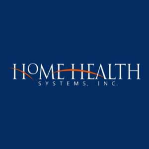 A blue background with the words home health systems inc.