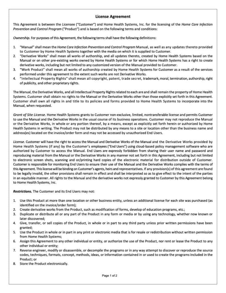 A page of the terms and conditions for an application.